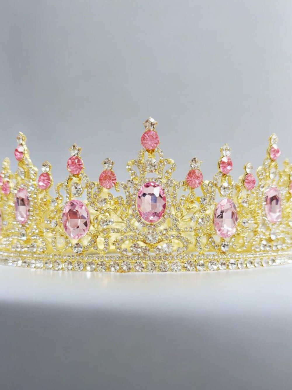 Pink Crystal Crown, Wedding crown, Costume cosplay, Birthday crown, gold crown